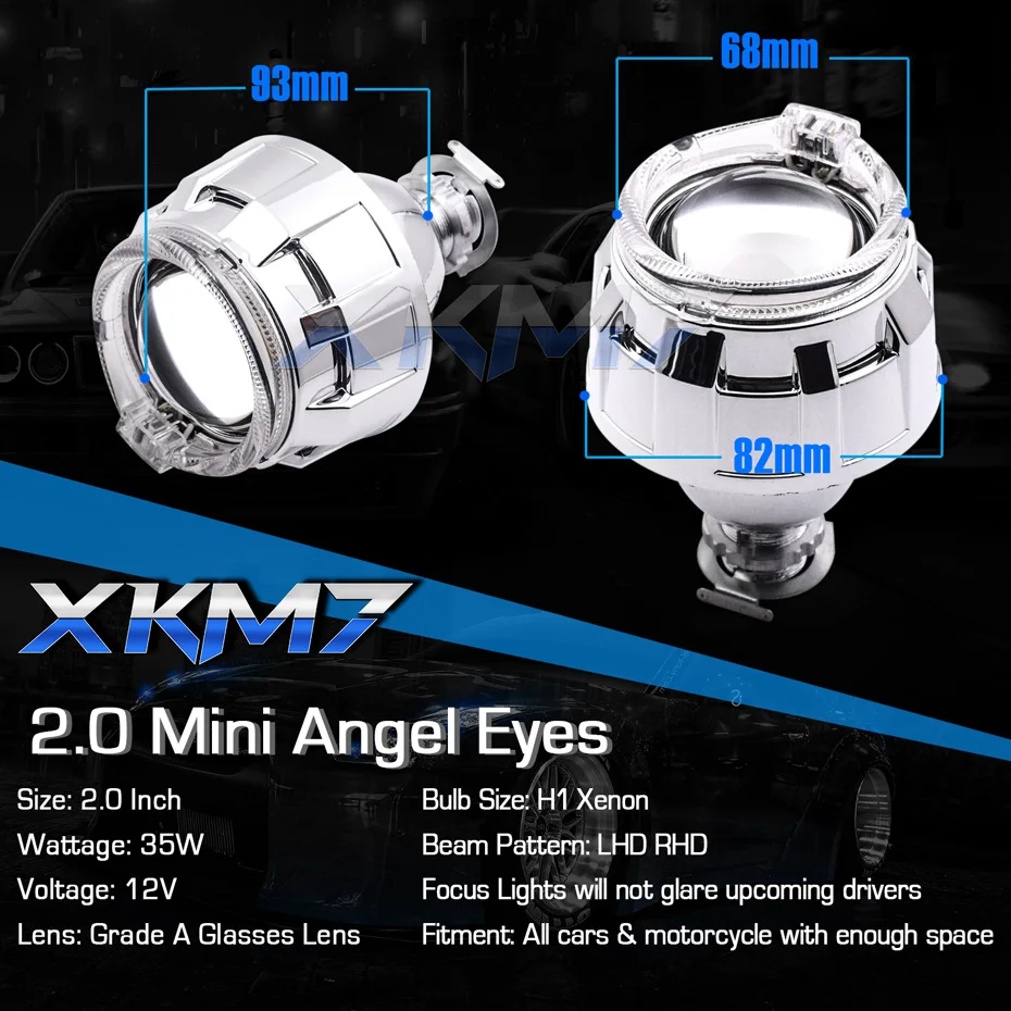 Motorcycle Spotlight Tuning Accessories Projector Headlight Lenses Bi-xenon Lens 2.0 Angel Eyes Full Kit Bike Lights Retrofit