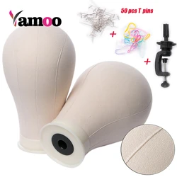 Training Mannequin Head Canvas Block Head Display Styling Mannequin 21''-25'' Manikin Head Wig Stand wig head Stand with holder