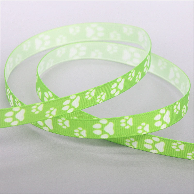DHK 3/8inch 10yards Dog Paw Printed Grosgrain Ribbon Accessories Sewing Craft Headwear DIY Decoration DIY 9mm B2144