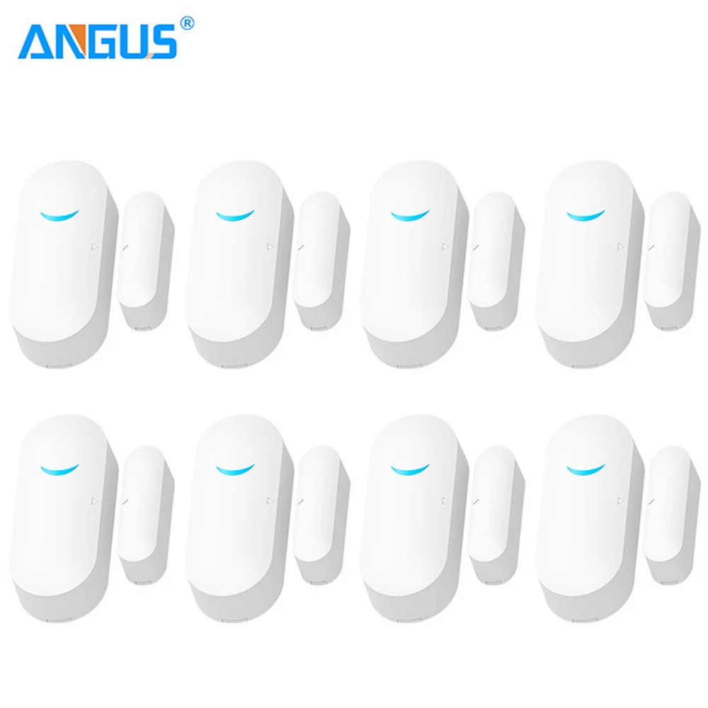 Angus Wireless Wifi 433MHz Smart Window Door Sensor Smart Detector Home Burglar Alarm System for Large House Security 2PC UNIT