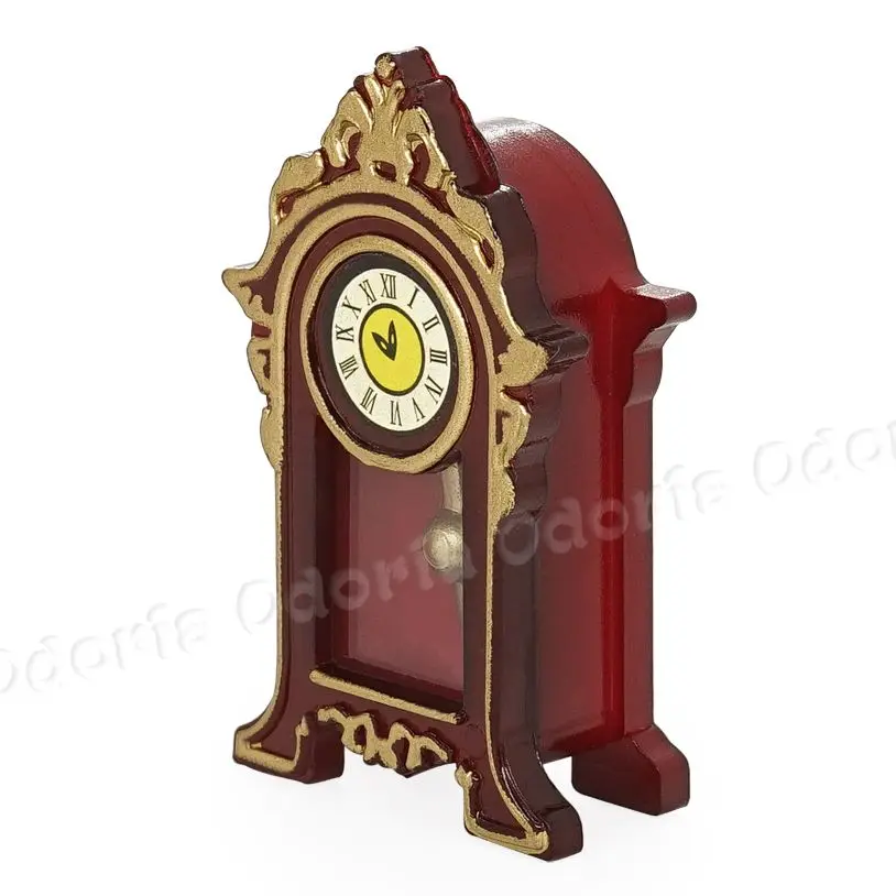 Odoria 1:12 Miniatur Vintage Tisch Pendeluhr Antike Standuhr Hause Möbel Modell Puppenhaus Zubehör Decor