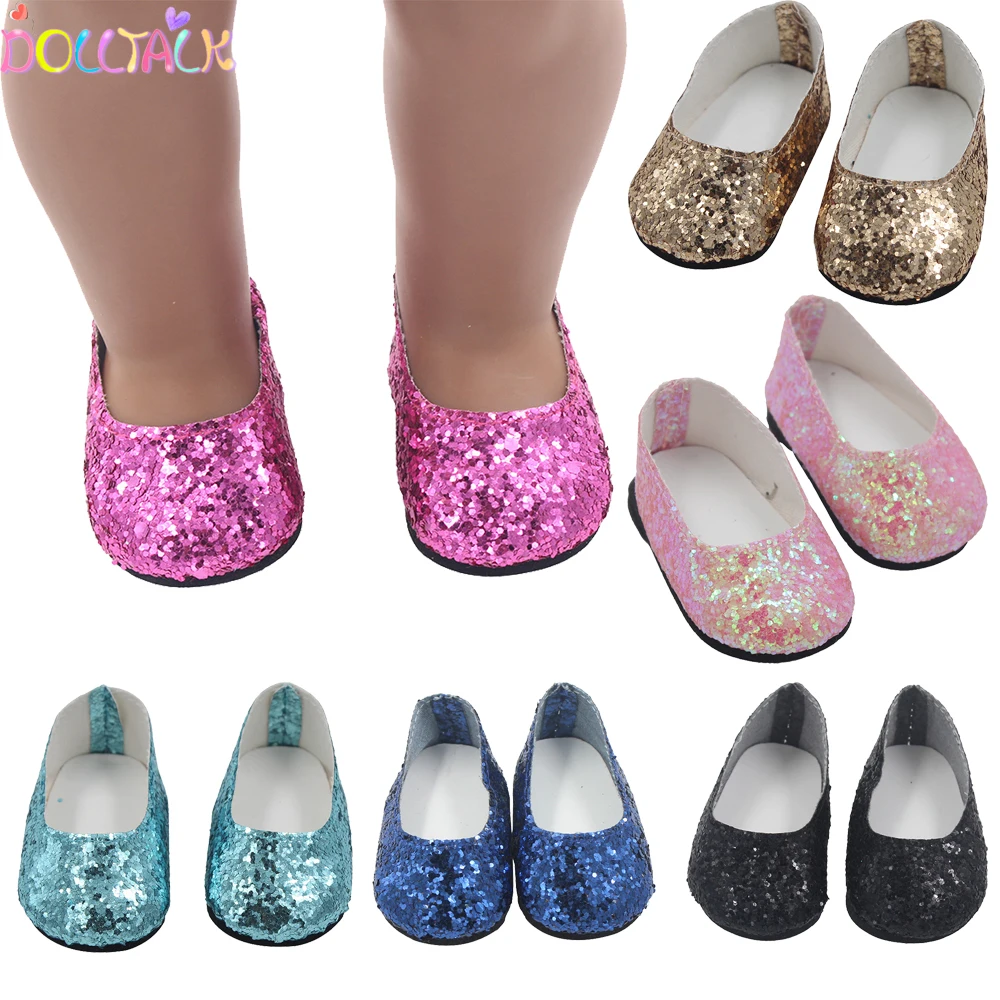 Fashion Glitter Sequin Shoes For dolls Fits 43cm Baby Newborn accessories And 18inch American Doll,OG