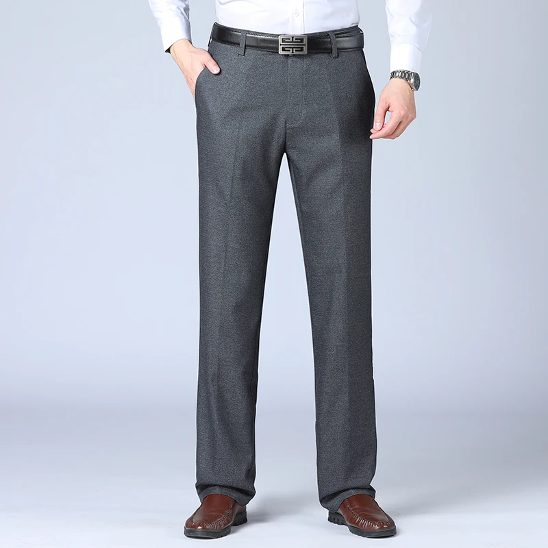 Men's Pants Straight Loose Casual Trousers Fashion High Quality Office Men's Business Suit Pants Black Dark Gray Large Size 40