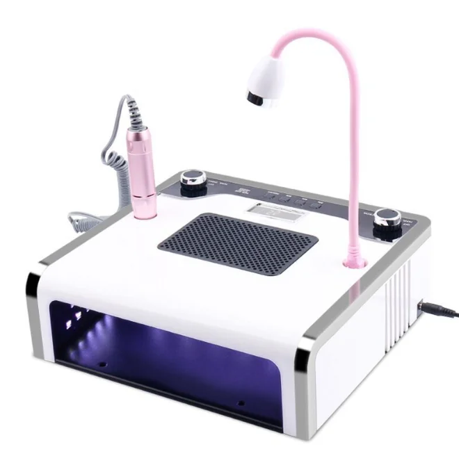 

New 4 In 1 Electric Nail Drill Machine With 30000RPM Handpiece Dust Vacuum Suction 108W LED UV Lamp Electric Nail File 2