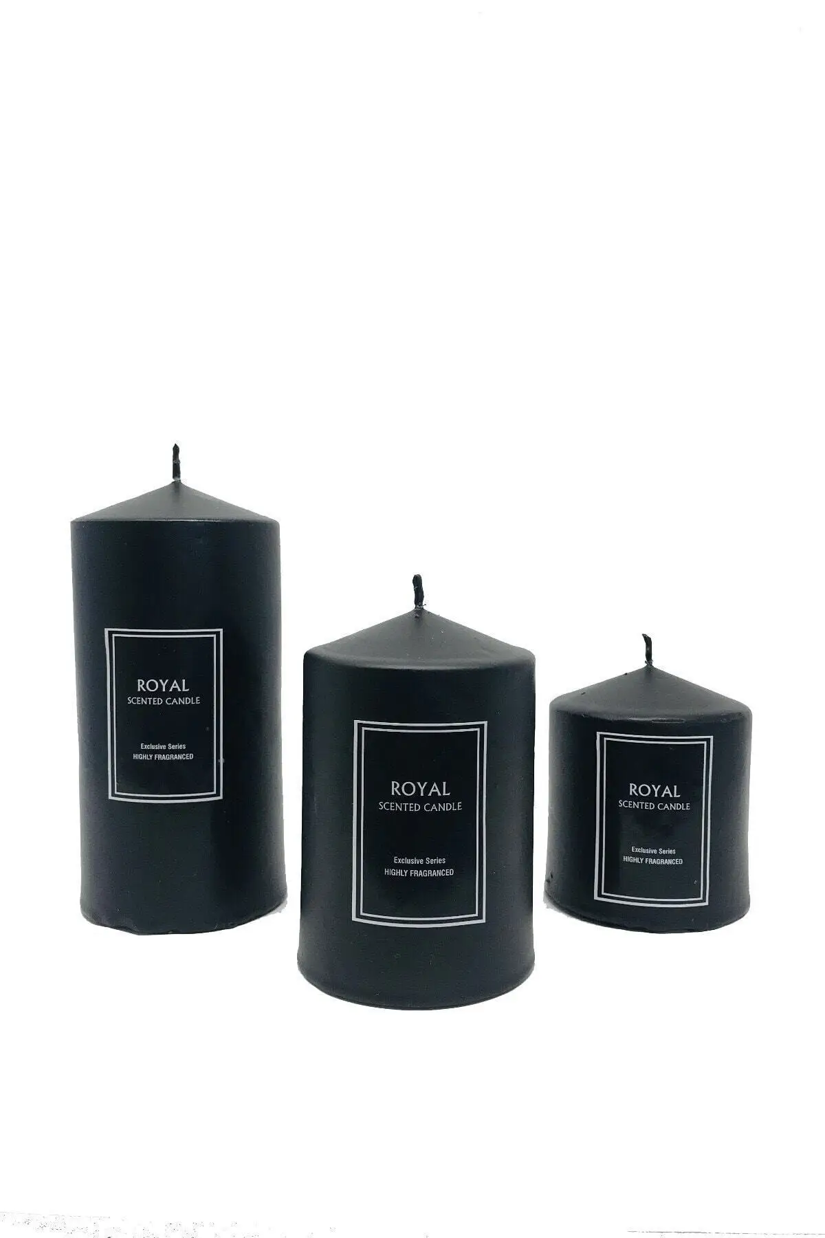 Super Set Black Cylinder Candle With Powder Scented 6 Diameter Sizes 6 9 12 Cm romantic fragrant lighting