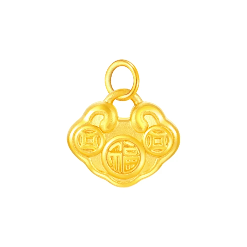 

New Pure 24Kt Yellow Gold Fu Coin Lock Bead with Red Rope Bracelet from 16cm to 20cm Best Gift