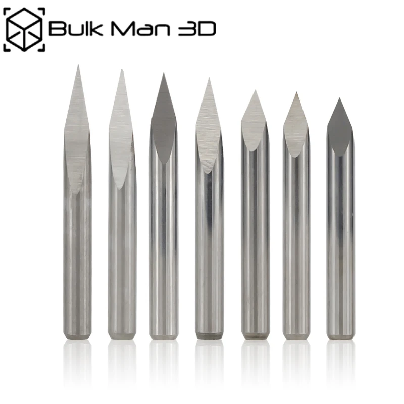 10Pcs 3 Edge 3.175mm Shank Pyramid Engraving Bit 20-90 Degrees Milling Cutter CNC Router Bit Wood Milling Tool