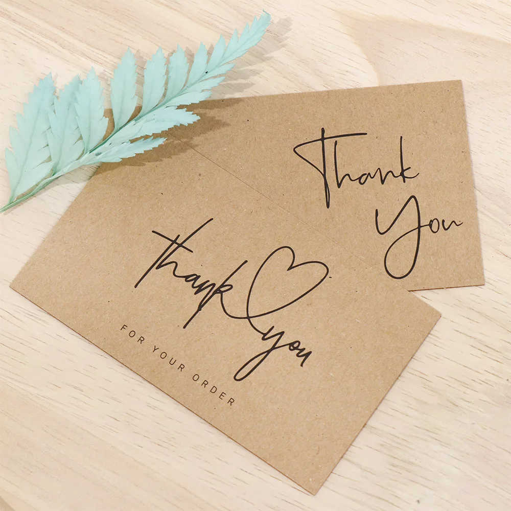 30Pcs Thank You For Your Order Greeting Tags Postcards Greeting Labels Kraft Paper Cards Small Business Supplies Online Retail