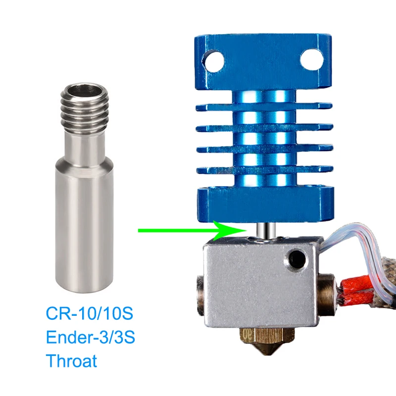 Extrusora MK8 totalmente de Metal, tubo de garganta de acero inoxidable, tornillo M6 de 27mm/31mm para impresora 3D CR-10 y Ender, Hotend, 10 unidades