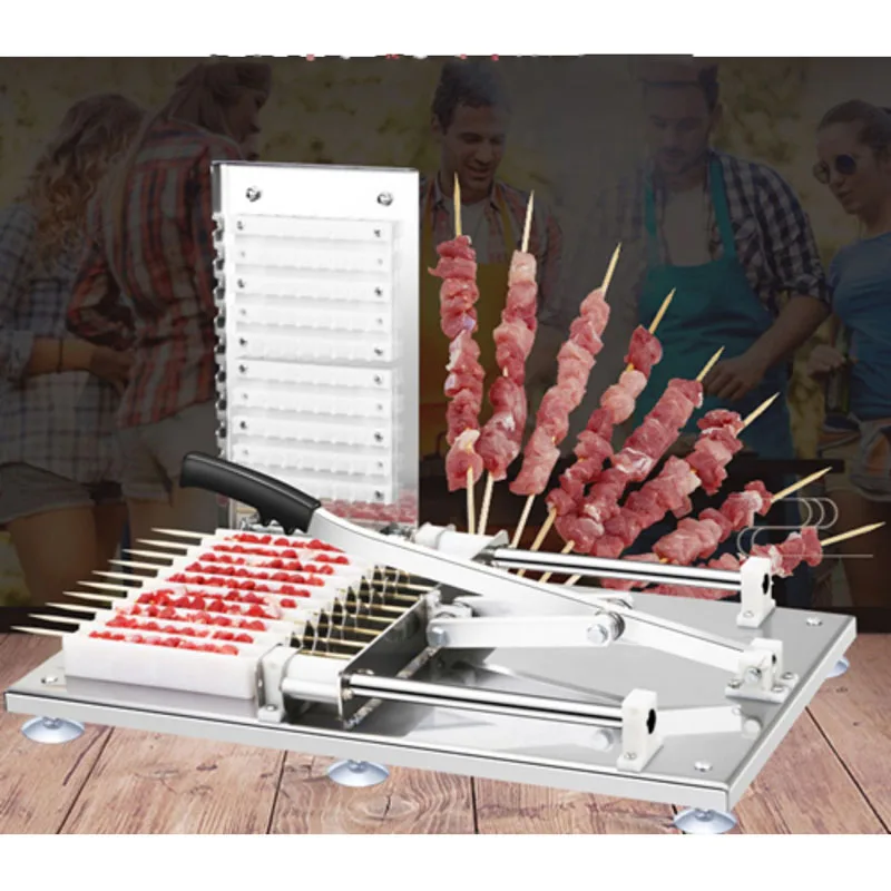 Manual Satay Skewer Machine BBQ Stainless Steel Mutton Kebab Lamb Skewer Tools Doner Kebab Meat Wear String Machine