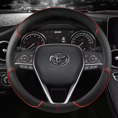 Capa de couro para volante de carro, 38cm, para toyota corolla fortuner sequoia auris avensis yaris vios celica 86 rav4 4runner C-HR