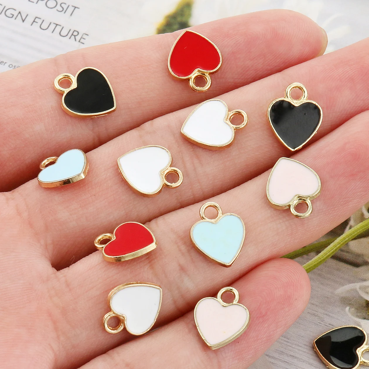 20pcs 12*10mm Alloy Enamel Heart Charms for Necklaces Pendants Earrings DIY Colorful Mini Charms Handmade Jewelry Finding Making