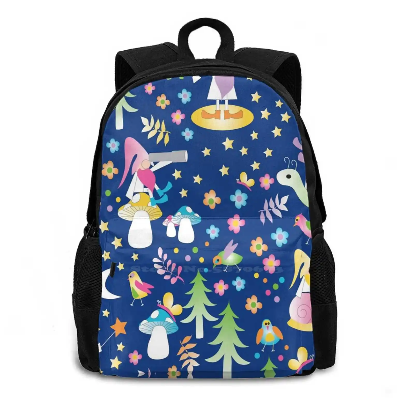 Gnomes On The Go School Bags Travel Laptop Backpack Gnomes Children Kids Garden Night Once Upon A Time Gnome Fantasy