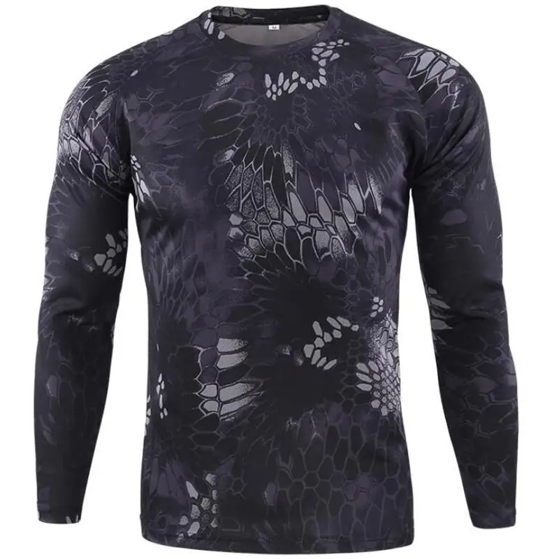 New Outdoor Quick Dry T Shirt Men Tactical Camouflage Long Sleeve Round Neck Sports Tshirt Camo Funny 3D Camouflage T-shirt