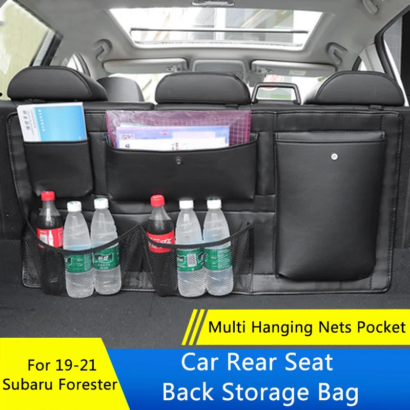 

QHCP Car Rear Seat Back Storage Bag Multi Hanging Nets Pocket Trunk Organizer Stowing Tidying Interior For Subaru Forester19-21