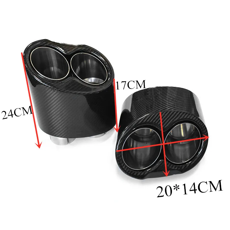 1 Pair Double Tube Exhaust Tip For RS3 RS4 RS5 RS6 RS7 Carbon Fiber IN 48-80MM Car universal Nozzles Muffler Pipe