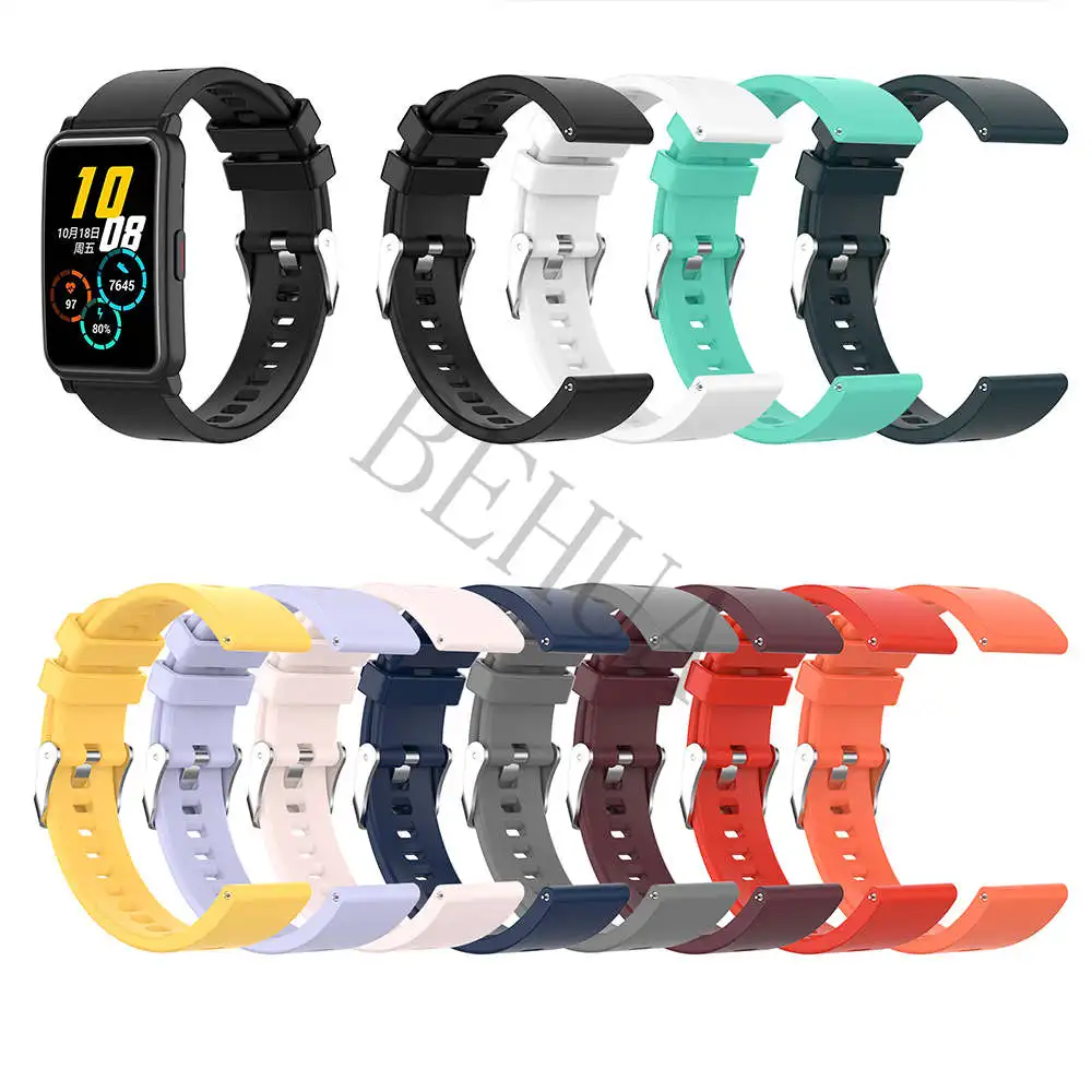 BEHUA Silicone 20mm WatchBand Strap For Huawei Honor Watch ES Original Smartwatch Bracelet Wristband For Amazfit GTS 2 /GTR 42mm