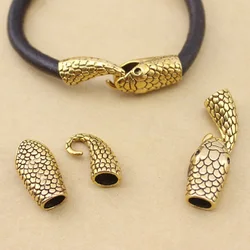 10sets Metal Snake Clasps Hooks Antique Gold Color  End Caps Color Connector For Leather Bracelet DIY Jewelry Making Findings