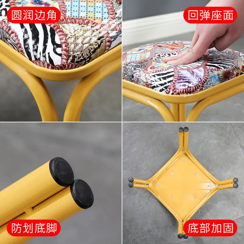 Modern Household Padded Stool Living Room Round Bench Coffee Table Step Stools Student Dormitory Solid Color Small Low Chairs