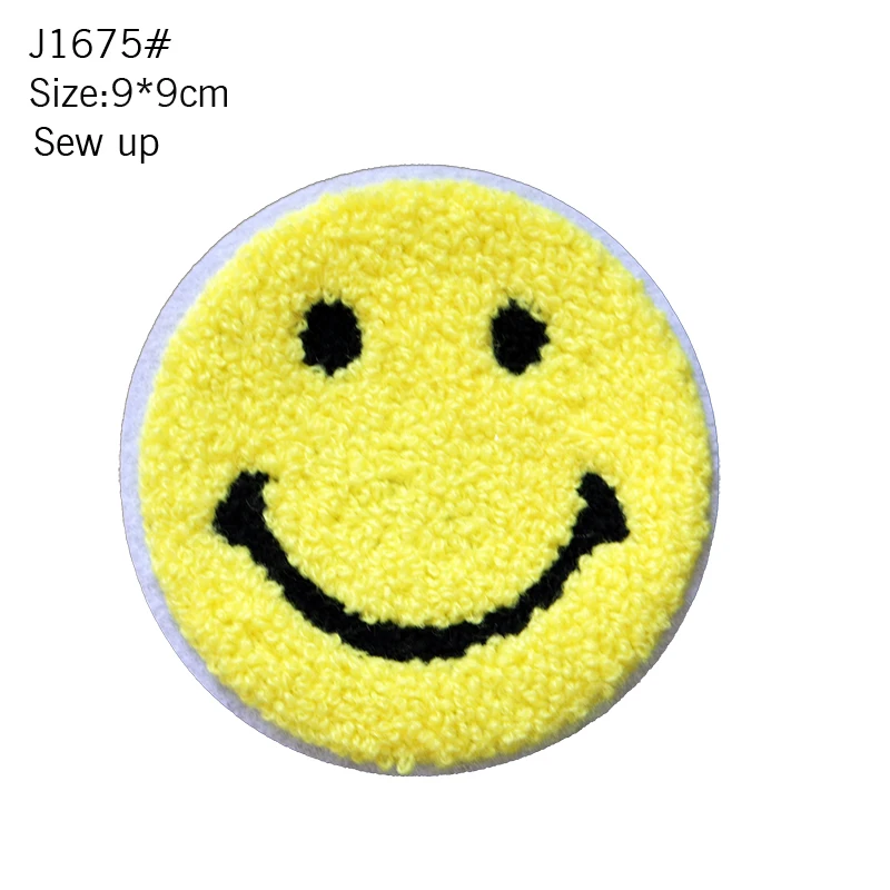 Cute Towel Smile Patch Embroidery Patch Clothes DIY Circular Sticker Cloth Sewing Bag / Jeans Decal