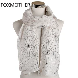 FOXMOTHER New Winter Black White Web Plaid Foil Gold Scarf Hijab Glitter Shawl Metallic Wrap Echarpe Pashmina Scarf Ladies 2021