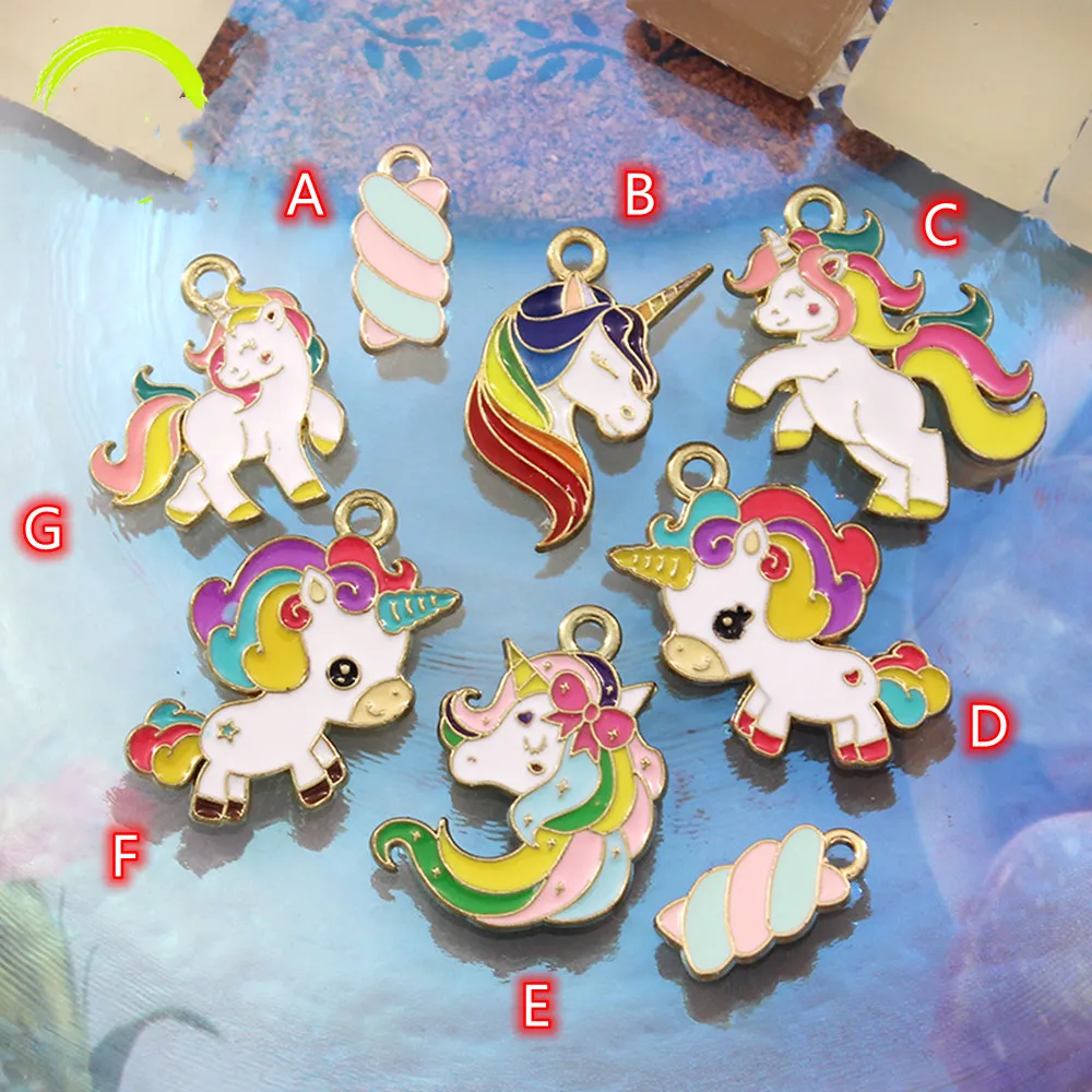 Unicorn Charms for Jewelry making 10pcs Colorful Rainbow Unicorns Pendant Enamel Charms Pendants for Jewelry Accessories