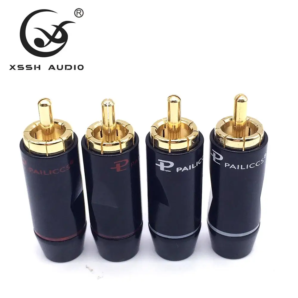8pcs/16pcs XSSH Audio Microphone Balanced Jack Hi-end HIFI Brass Plating Gold Video 8mm Connectors TV Tuner RCA Output Plugs