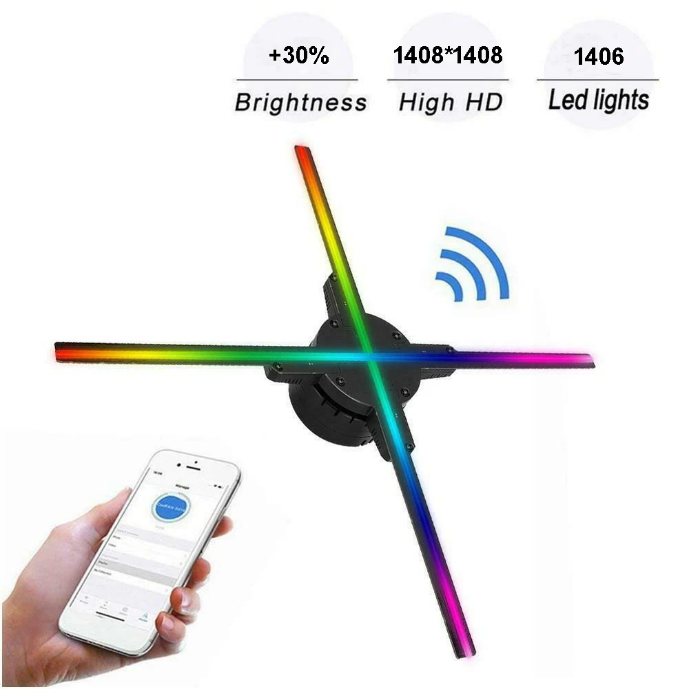 

Xintai Touch 100CM 3D Hologram Projector Fan 1406 LED Holographic Imaging Lamp Player 3D Remote Advertising Display Projector