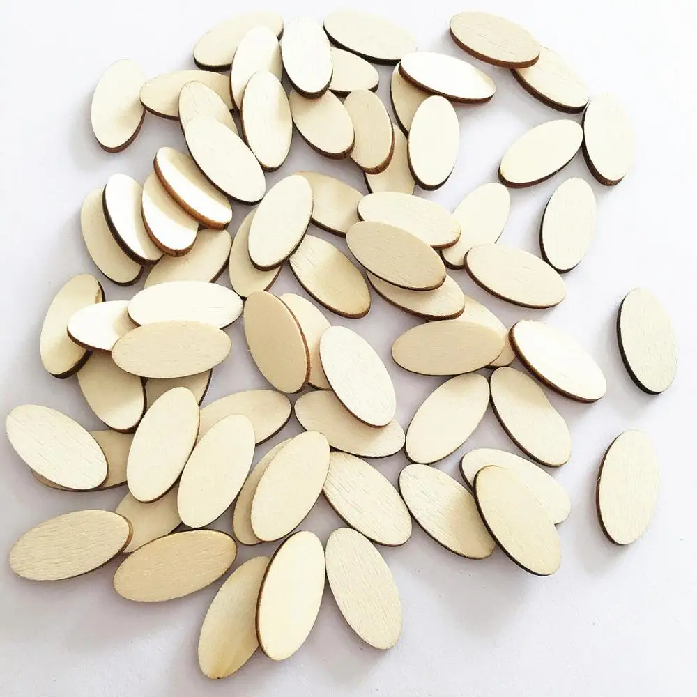 100 pcs  High-quality low-cost wood crafts oval wood chip environmental protection DIY accessories