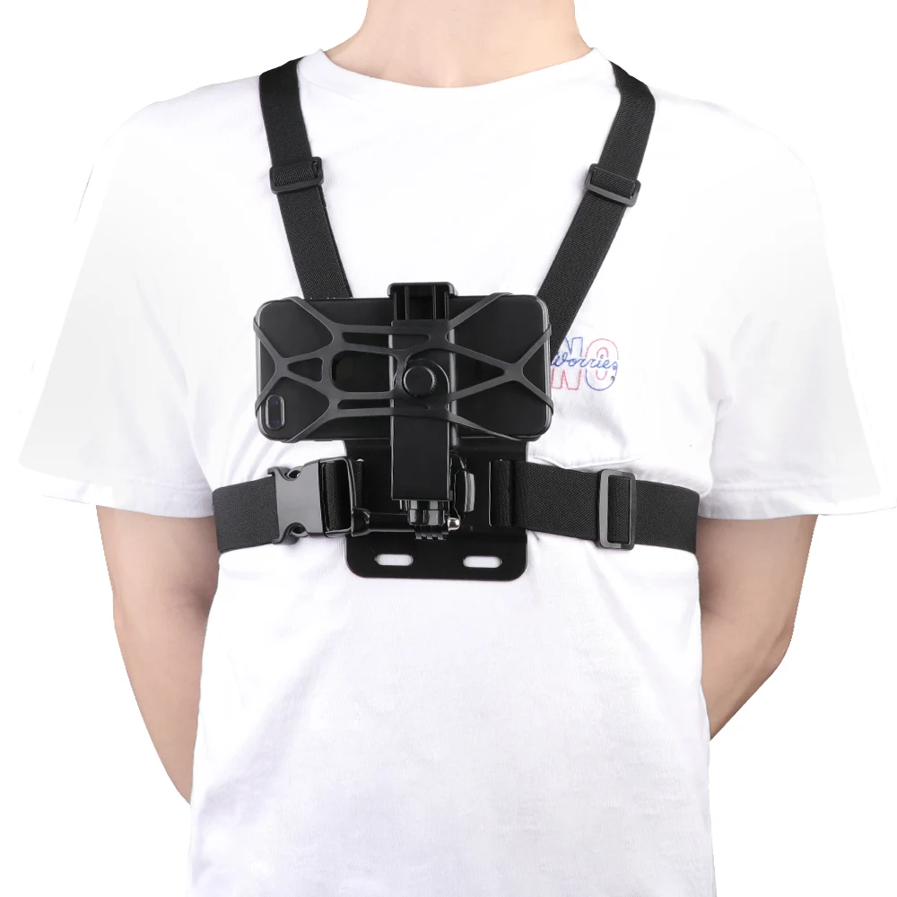 Adjustable Phone Clip Holder with Gopro Chest Belt/ Head Strap for iPhone Samsung Huawei xiaomi smartphone for Outdoor Sports