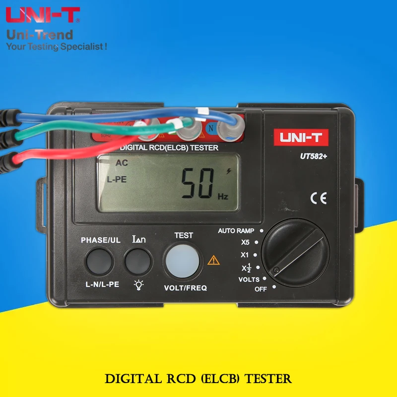 UNI-T UT582+ Digital RCD (ELCB) Tester; Leakage Protection Switch Tester / Digital Hold / FUSE Protection