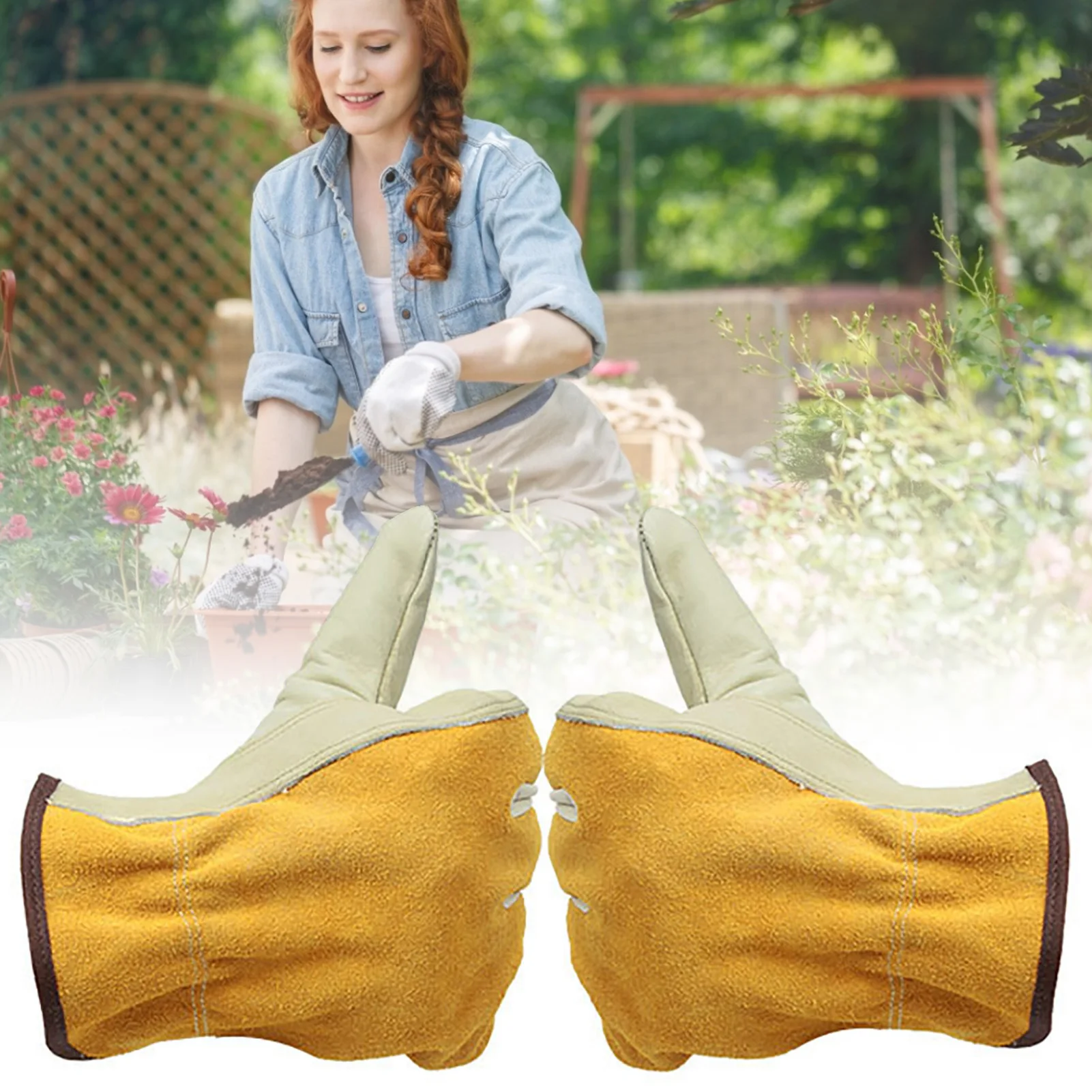 Gartenarbeit Handschuhe für Rosen Leder Arbeit Handschuhe Anti-slip Fahrer Garten Handschuhe für Mechanische Reparatur Werkzeug Graben Pflanzen Werkzeug