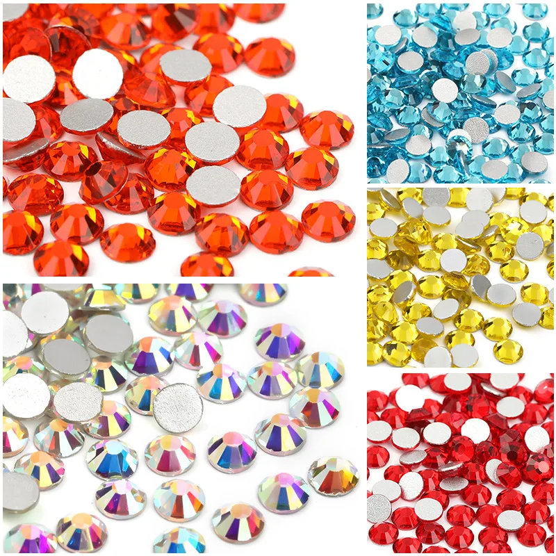 SS3-SS30 Multi-color Non HotFix Silver FlatBack Rhinestones Crystal AB  Decorations DIY Glitter Stones 3D Nail Art Accessories