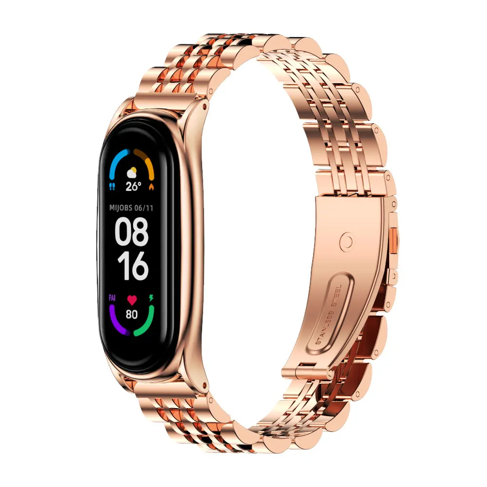 Mi Band 3 4 5 6 riem voor Xiaomi Mi Band 6 armband Mi Band 5 riem polsbandje Pulseira Miband 4 Correa metaal schroefloos staal