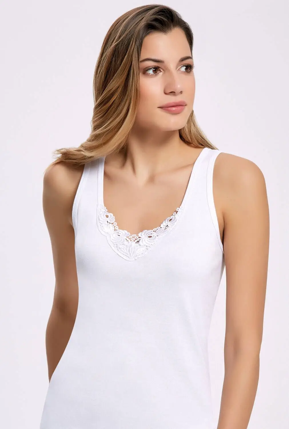 Principle 2206 Gürürlü Wide Strap White Women 'S Undershirt 5 PCs