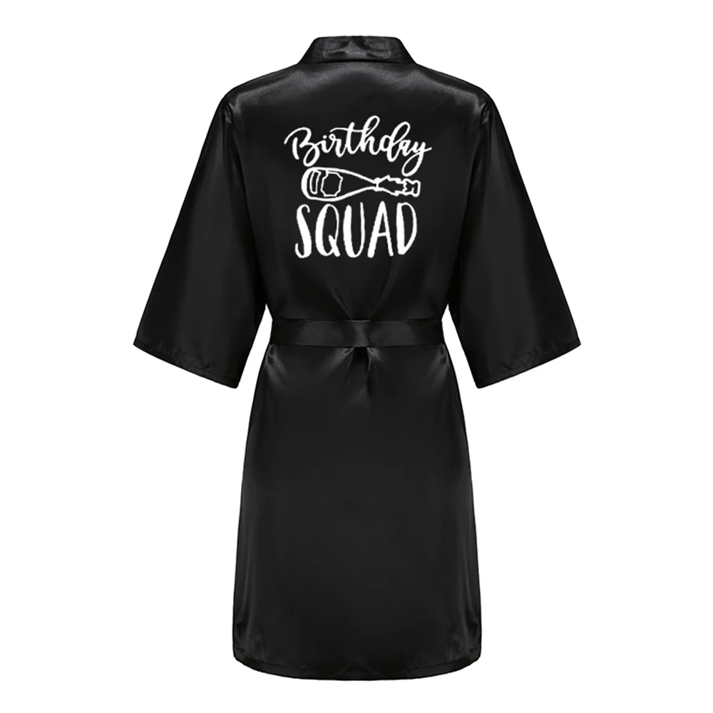 Birthday Queen&Squad Party Robe Satin Women Princess Favor Ladies Dressing Gift kimono