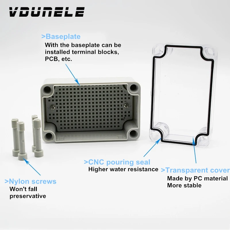 Waterproof  Junction Box IP67 Transparent Cover DIY Electrical Cases ABS Plastic Enclosure Outdoor Instrument Box For PCB