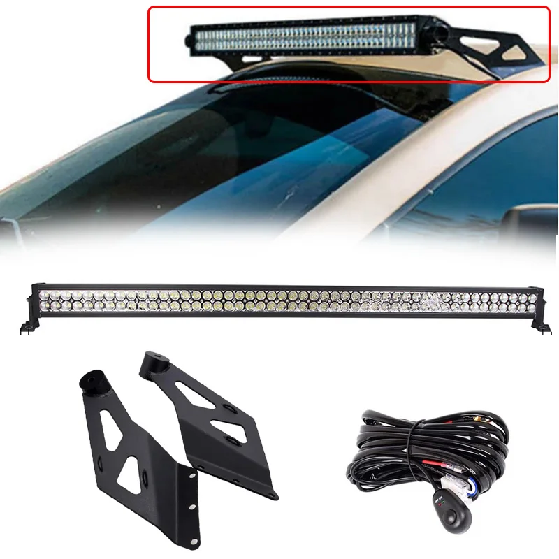 

50" 288W Double Row Straight LED Light Bar With A-Pillar Mounting Bracket Kit Fit 2002-2008 Dodge Ram 1500 2500 3500