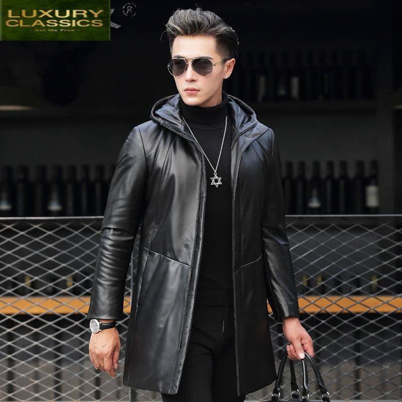 

100% Sheepskin Coat Male Natural Genuine Leather White Duck Down Jacket Men Thick Warm Men's Winter Jacket Hiver 18X6803