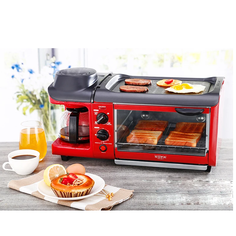 3 In 1 Breakfast Machine Multi-Function Breakfast Making Machine Electric Coffee Machine Omelette Frying Pan Toast Baking Oven