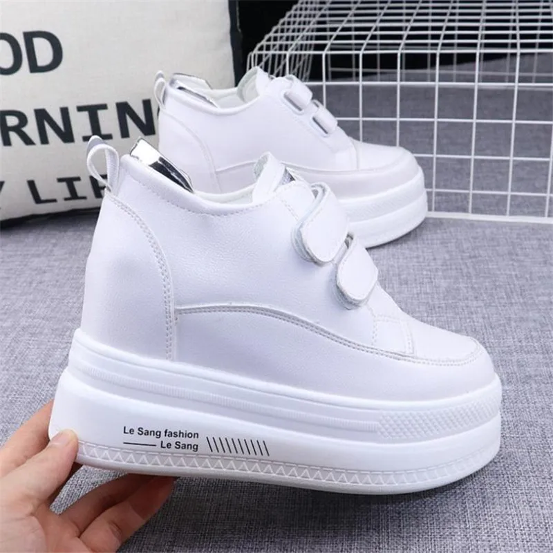 New  autumn and winter fashion casual shoes women\'s high heels 10 cm thick base sneakers black white 34-40