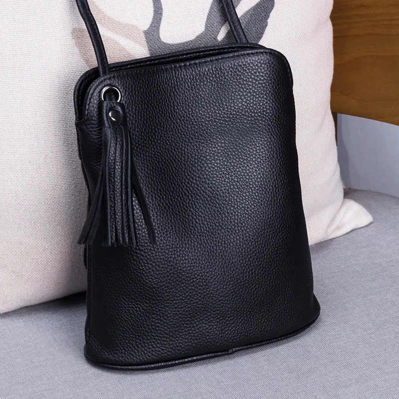 Genuine Leather Tassel Crossbody Bags Women Luxury Purse Ladies Small Shoulder Bag Fashion Money Wallets Female Messenger Bag