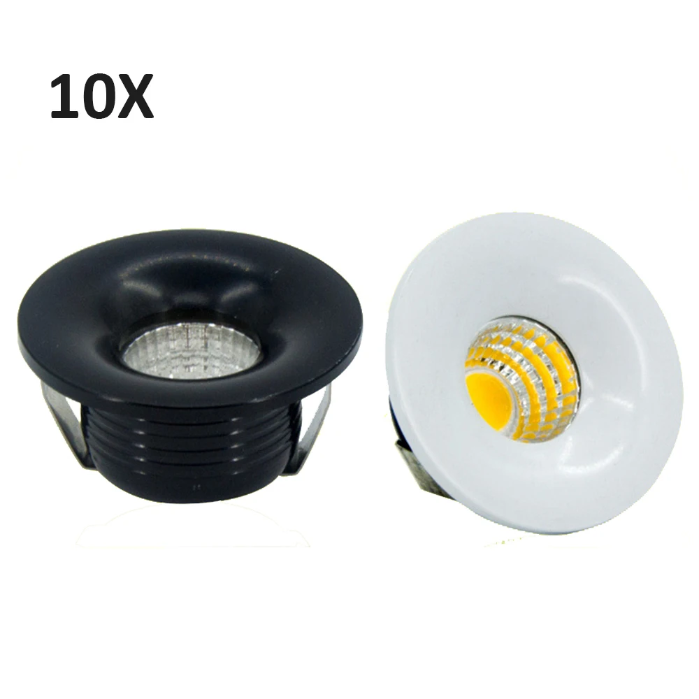 10pc Mini Spot 3W LED Recessed Downlight White/Black/Gold Cabinet Light Recessed Ceiling Spot Light Embedded Down Light