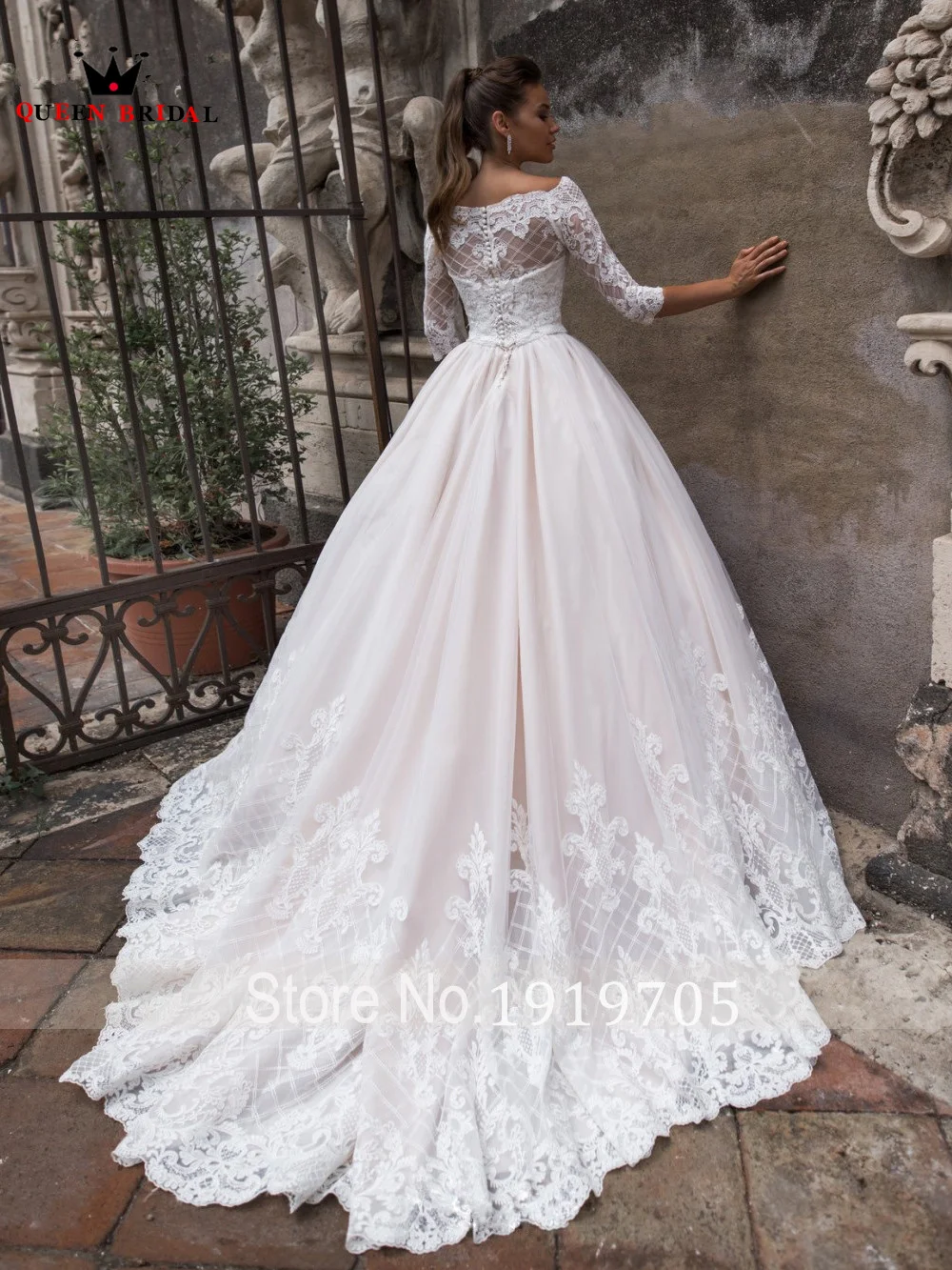 Ball Gown Elegant Wedding Dresses Half Sleeve Tulle Lace Beading Crystal Luxury Bridal Gown 2023 New Design Custom Made DS67