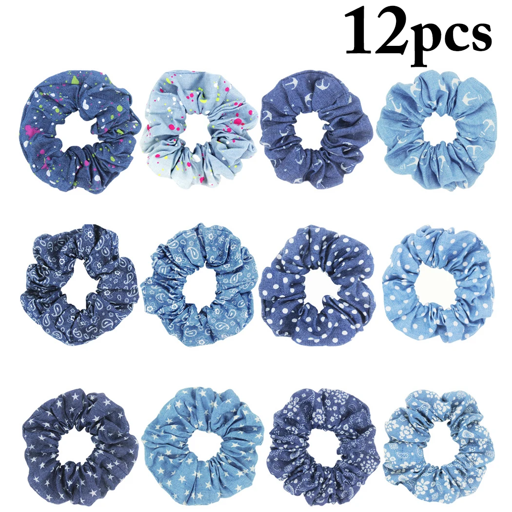 

12pcs Hair Bands Lady Floral Scrunchie Girls Ponytail Holder Hair Band Headbands Women Hair Accessories
