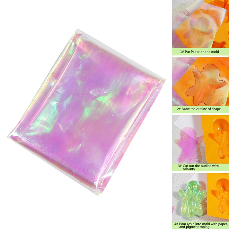 Laser Iridescent Clear Film AB Effect Paper DIY Epoxy Resin Jewelry Fillings