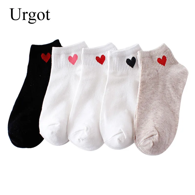 

Urgot 3 Pairs Fashion Korean Japanese Harajuku Cute Cotton Socks Women Solid Color Love Heart Short Sock Ladies Girl Ankle Socks