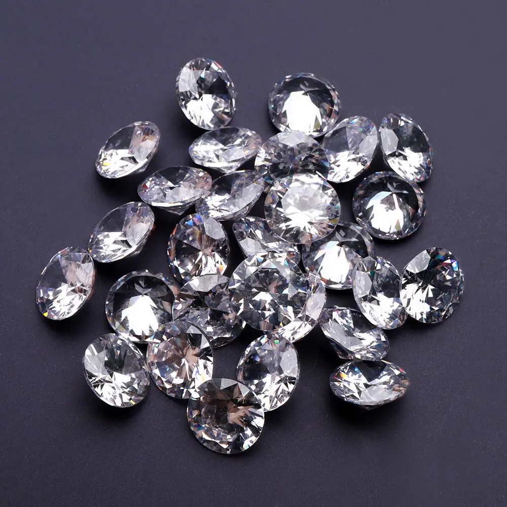 2/3/4/5/6/7/8/10mm Cone Diamond Round Transparent Zircon Loose Precious Stones Crystal PointBack Rhinestones DIY Jewelry Making