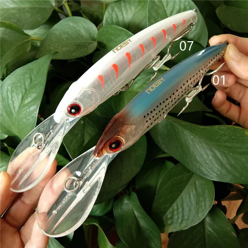 Imagen 2 del producto NOEBY, 2 uds., 12cm, 30g, 14cm, 50g, 16cm, 70g, señuelo de pesca con curricán, juego Wobbler, cebo duro MINNOW, aparejos de pesca con curricán NBL9046
