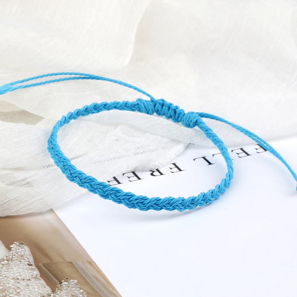 Verstellbares wasserdichtes Wachsschnur-Armband für Damen und Herren, handgefertigt, gewebt, tibetisch-buddhistisches Armband, Freundschaft, Glücksgebet, Schmuck – Detail 6